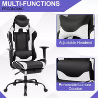 Chaise de jeu BestMassage, chaise de gamer avec support lombaire et repose-pieds, conception pivotante roulante, chaise de bureau pour la maison et le jeu