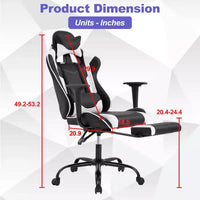 Chaise de jeu BestMassage, chaise de gamer avec support lombaire et repose-pieds, conception pivotante roulante, chaise de bureau pour la maison et le jeu