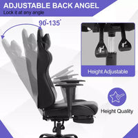 Chaise de jeu BestMassage, chaise de gamer avec support lombaire et repose-pieds, conception pivotante roulante, chaise de bureau pour la maison et le jeu