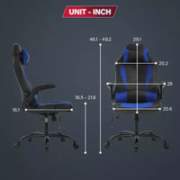 Chaise de jeu BestMassage, chaise de bureau avec support lombaire, revêtement en similicuir et base pivotante à roulettes pour le jeu sur PC et l'utilisation exécutive