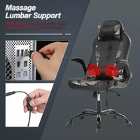 Chaise de jeu BestMassage, chaise de bureau avec support lombaire, revêtement en similicuir et base pivotante à roulettes pour le jeu sur PC et l'utilisation exécutive