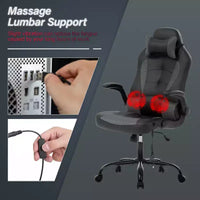 Chaise de jeu BestMassage, chaise de bureau avec support lombaire, revêtement en similicuir et base pivotante à roulettes pour le jeu sur PC et l'utilisation exécutive