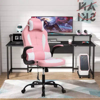 Chaise de jeu BestMassage, chaise de bureau avec support lombaire, revêtement en similicuir et base pivotante à roulettes pour le jeu sur PC et l'utilisation exécutive