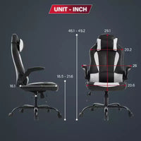 Chaise de jeu BestMassage, chaise de bureau avec support lombaire, revêtement en similicuir et base pivotante à roulettes pour le jeu sur PC et l'utilisation exécutive