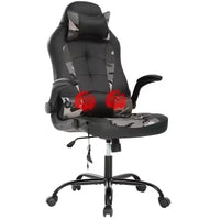 Chaise de jeu BestMassage, chaise de bureau avec support lombaire, revêtement en similicuir et base pivotante à roulettes pour le jeu sur PC et l'utilisation exécutive