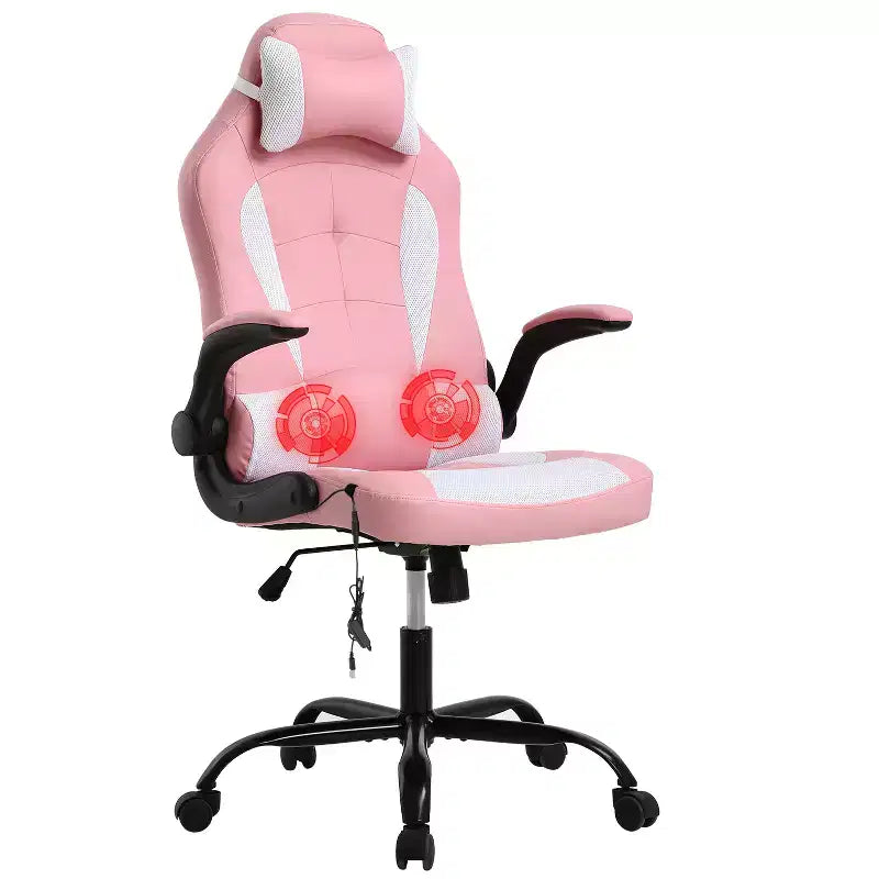 Chaise de jeu BestMassage, chaise de bureau avec support lombaire, revêtement en similicuir et base pivotante à roulettes pour le jeu sur PC et l'utilisation exécutive