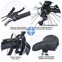 Vélo de croisière 26 pouces, 7 vitesses, multicolore, vélo de croisière de plage homme femme avec freins V avant et arrière