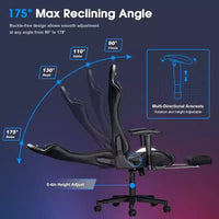 Chaise de jeu ergonomique Douxlife Modern avec massage 7 points, repose-pieds et accoudoirs réglables Noir