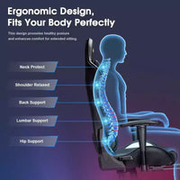 Chaise de jeu ergonomique Douxlife Modern avec massage 7 points, repose-pieds et accoudoirs réglables Noir