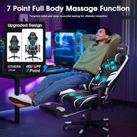 Chaise gaming ergonomique Douxlife moderne à massage 7 points avec repose-pieds et accoudoirs réglables, noir blanc