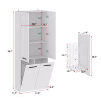 Meuble de Rangement de Salle de Bain Moderne Blanc Famapy avec Panier à Linge Inférieur
