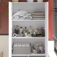 Meuble de Rangement de Salle de Bain Moderne Blanc Famapy avec Panier à Linge Inférieur