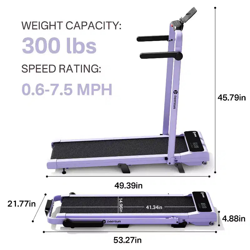 Tapis de course cardiotraining DeerRun A6 Plus, inclinaison de 5 %, vitesse réglable jusqu'à 12 km/h, 136 kg