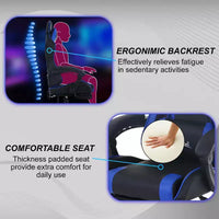 FDW Chaise de jeu Chaise de bureau de course avec repose-pieds Support lombaire Appui-tête Accoudoir Chaise de gamer PC réglable à roulettes pivotante