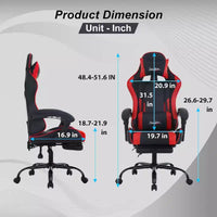 FDW Chaise de jeu Chaise de bureau de course avec repose-pieds Support lombaire Appui-tête Accoudoir Chaise de gamer PC réglable à roulettes pivotante