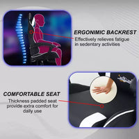FDW Chaise de jeu Chaise de bureau de course avec repose-pieds Support lombaire Appui-tête Accoudoir Chaise de gamer PC réglable à roulettes pivotante