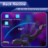 FDW Chaise de jeu Chaise de bureau de course avec repose-pieds Support lombaire Appui-tête Accoudoir Chaise de gamer PC réglable à roulettes pivotante