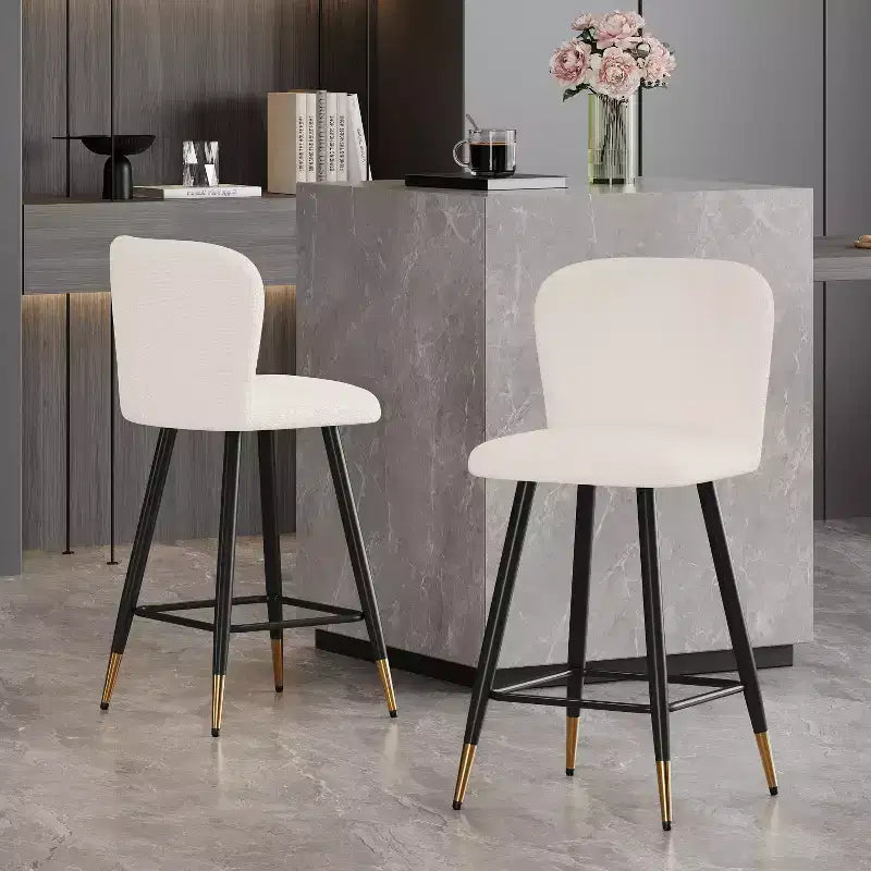 Tabourets de bar rembourrés modernes Christopher Knight Home Serein 26 po avec pieds métalliques à bouts dorés (lot de 2)