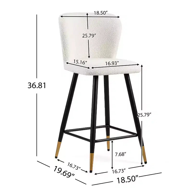 Tabourets de bar rembourrés modernes Christopher Knight Home Serein 26 po avec pieds métalliques à bouts dorés (lot de 2)