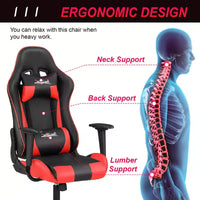 Chaise de jeu BestMassage, chaise de bureau avec support lombaire, appui-tête, accoudoirs et roulettes pivotantes pour joueurs de PC