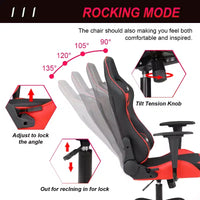 Chaise de jeu BestMassage, chaise de bureau avec support lombaire, appui-tête, accoudoirs et roulettes pivotantes pour joueurs de PC