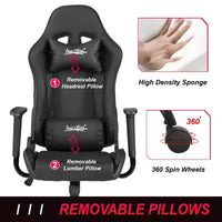 Chaise de jeu BestMassage, chaise de bureau avec support lombaire, appui-tête, accoudoirs et roulettes pivotantes pour joueurs de PC