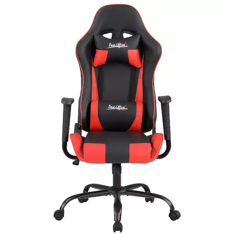 Chaise de jeu BestMassage, chaise de bureau avec support lombaire, appui-tête, accoudoirs et roulettes pivotantes pour joueurs de PC