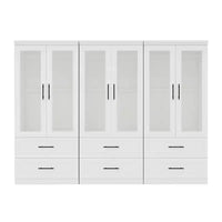 Armoire Keloyid en bois blanc de 240 cm avec 6 tiroirs et 6 portes