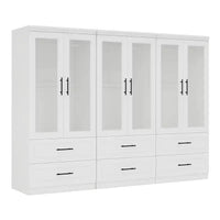 Armoire Keloyid en bois blanc de 240 cm avec 6 tiroirs et 6 portes