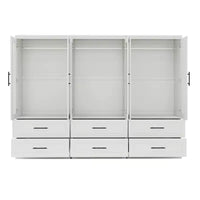 Armoire Keloyid en bois blanc de 240 cm avec 6 tiroirs et 6 portes