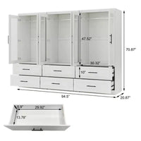 Armoire Keloyid en bois blanc de 240 cm avec 6 tiroirs et 6 portes