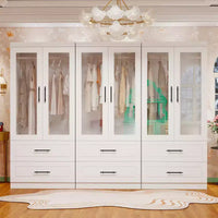 Armoire Keloyid en bois blanc de 240 cm avec 6 tiroirs et 6 portes
