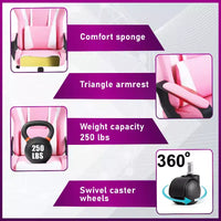 Chaise de bureau de jeu BestMassage Chaise de bureau Chaise d'ordinateur avec accoudoirs Support lombaire pivotant à 360° Chaise de direction pour adultes
