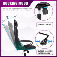 Chaise de bureau de jeu BestMassage Chaise de bureau Chaise d'ordinateur avec accoudoirs Support lombaire pivotant à 360° Chaise de direction pour adultes
