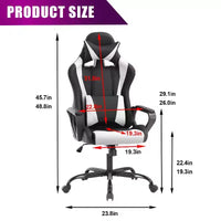 Chaise de bureau de jeu BestMassage Chaise de bureau Chaise d'ordinateur avec accoudoirs Support lombaire pivotant à 360° Chaise de direction pour adultes