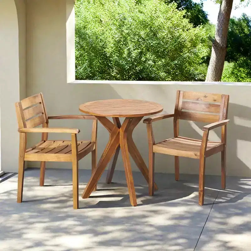 Christopher Knight Home Stamford Ensemble bistro d'extérieur 3 pièces en bois d'acacia