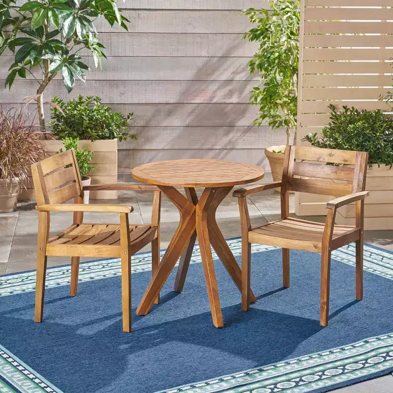 Christopher Knight Home Stamford Ensemble bistro d'extérieur 3 pièces en bois d'acacia
