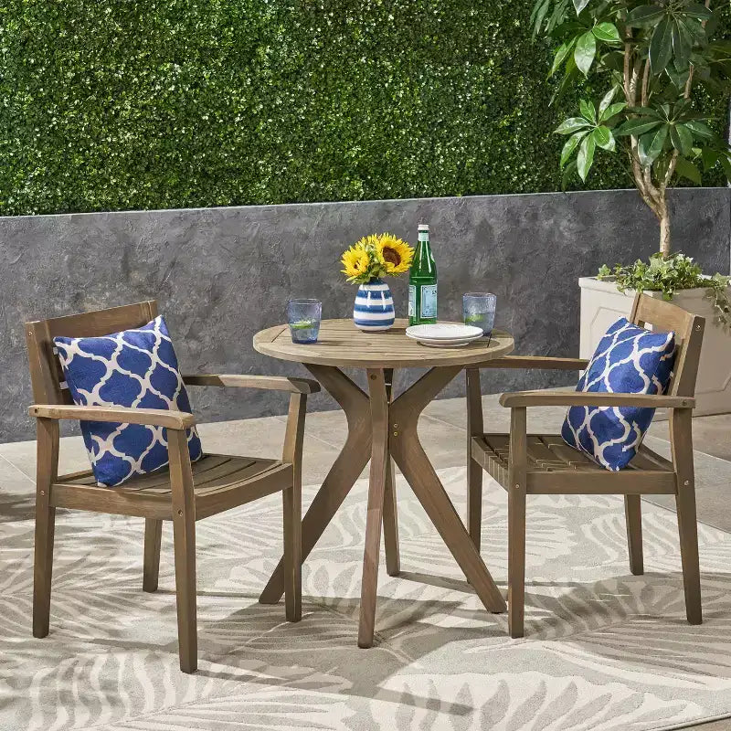 Christopher Knight Home Stamford Ensemble bistro d'extérieur 3 pièces en bois d'acacia