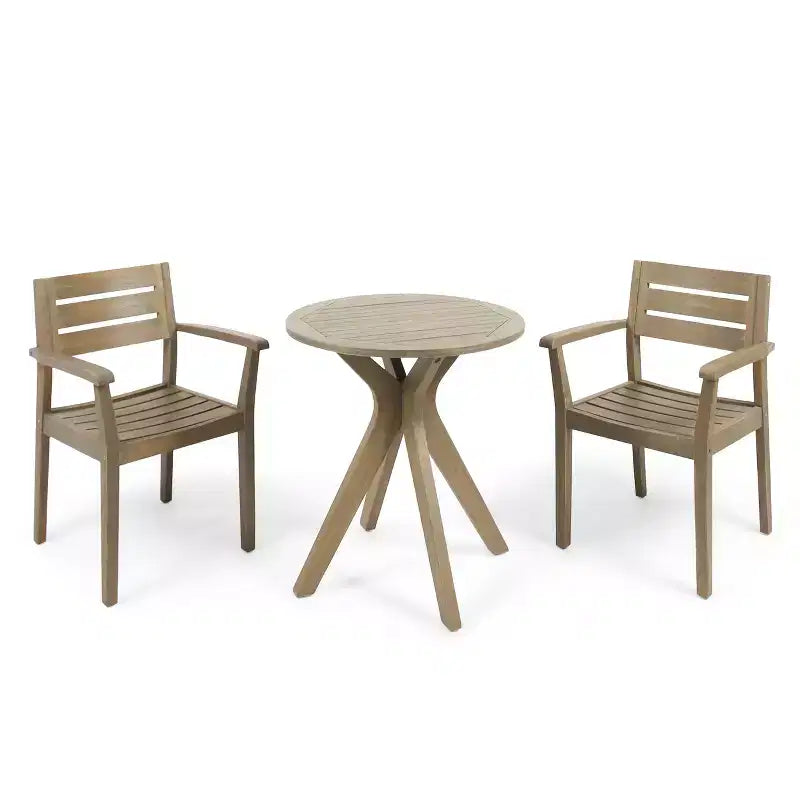 Christopher Knight Home Stamford Outdoor Acacia Wood 3 Piece Bistro Set