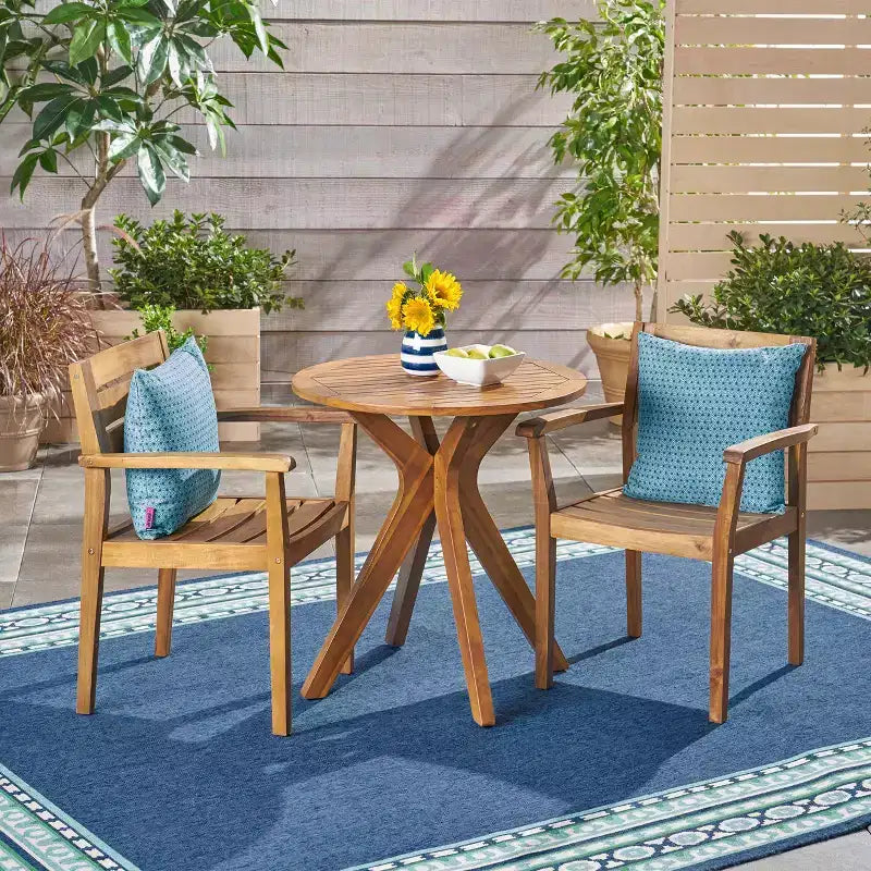 Christopher Knight Home Stamford Ensemble bistro d'extérieur 3 pièces en bois d'acacia