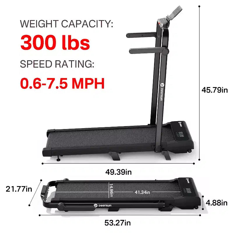 DeerRun A6 Plus 2026 Nouveau Tapis de course pliable 2-en-1 avec inclinaison de 5 %, Bluetooth et télécommande
