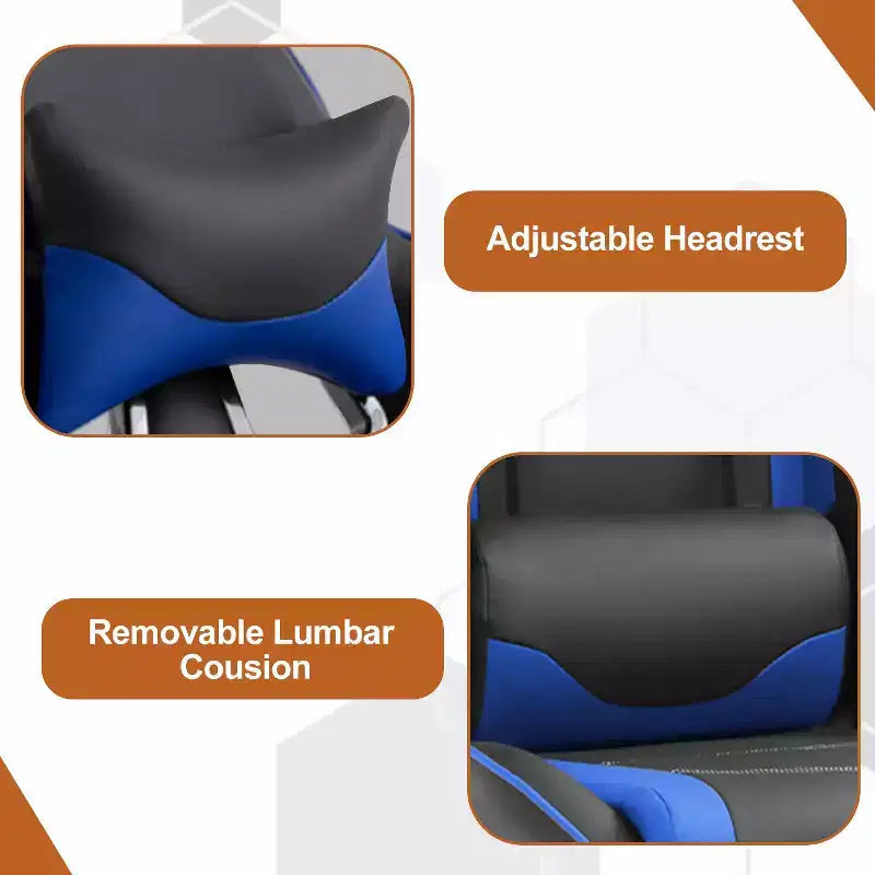 Chaise gaming de course BestMassage, chaise de bureau de massage à fonction massage, soutien lombaire, cuir PU, pour adultes