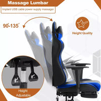 Chaise gaming de course BestMassage, chaise de bureau de massage à fonction massage, soutien lombaire, cuir PU, pour adultes