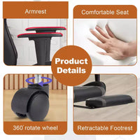 Chaise gaming de course BestMassage, chaise de bureau de massage à fonction massage, soutien lombaire, cuir PU, pour adultes