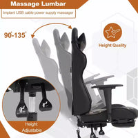 Chaise gaming de course BestMassage, chaise de bureau de massage à fonction massage, soutien lombaire, cuir PU, pour adultes