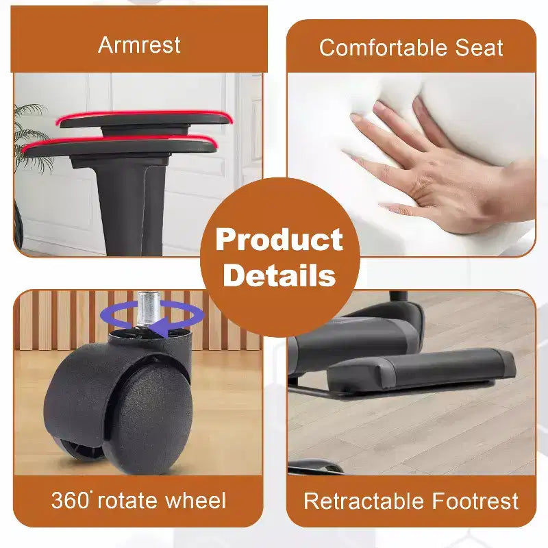 Chaise gaming de course BestMassage, chaise de bureau de massage à fonction massage, soutien lombaire, cuir PU, pour adultes