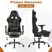 Chaise gaming de course BestMassage, chaise de bureau de massage à fonction massage, soutien lombaire, cuir PU, pour adultes