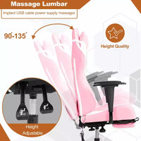 Chaise gaming de course BestMassage, chaise de bureau de massage à fonction massage, soutien lombaire, cuir PU, pour adultes