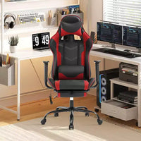 Chaise gaming de course BestMassage, chaise de bureau de massage à fonction massage, soutien lombaire, cuir PU, pour adultes