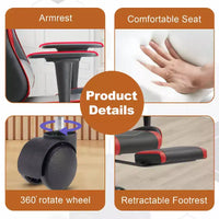 Chaise gaming de course BestMassage, chaise de bureau de massage à fonction massage, soutien lombaire, cuir PU, pour adultes